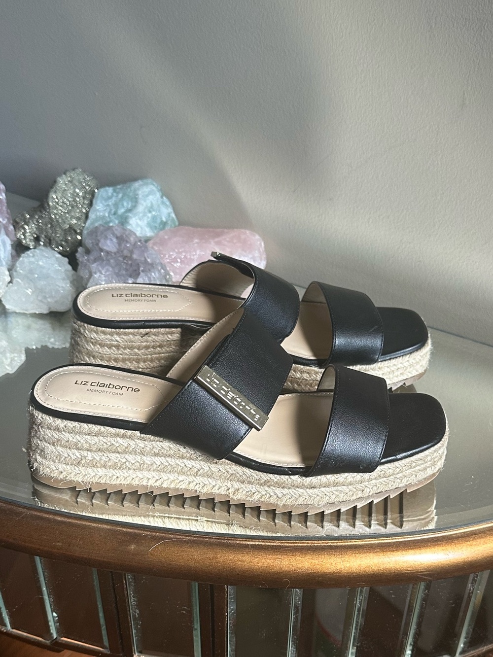 Liz Claiborne Black Espadrille Platform Sandals
